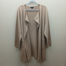J. Crew Collarless Merino Wool Blend Cardigan Juliette Blazer Sweater Beige XXL