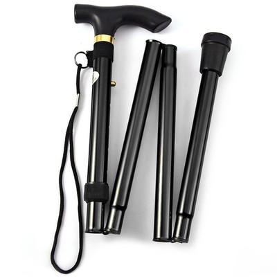 Folding Lightweight Walking Stick - Adjustable Aluminum Metal Collapsible Tra...