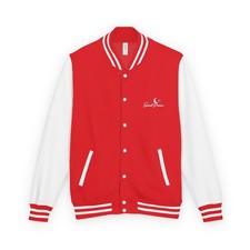 Snooze Scene Logo Letterman Jacket | Red Whit...