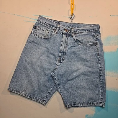 Vtg 90s Pepe Jeans London Sz 32 Denim Jean Shorts Light Wash High Rise Made USA - Image 1 of 4