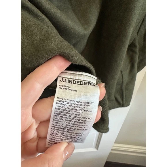 NWT J.Lindeberg Flat Wool Overshirt Forest Green Mens XL FMOS11454 image 5