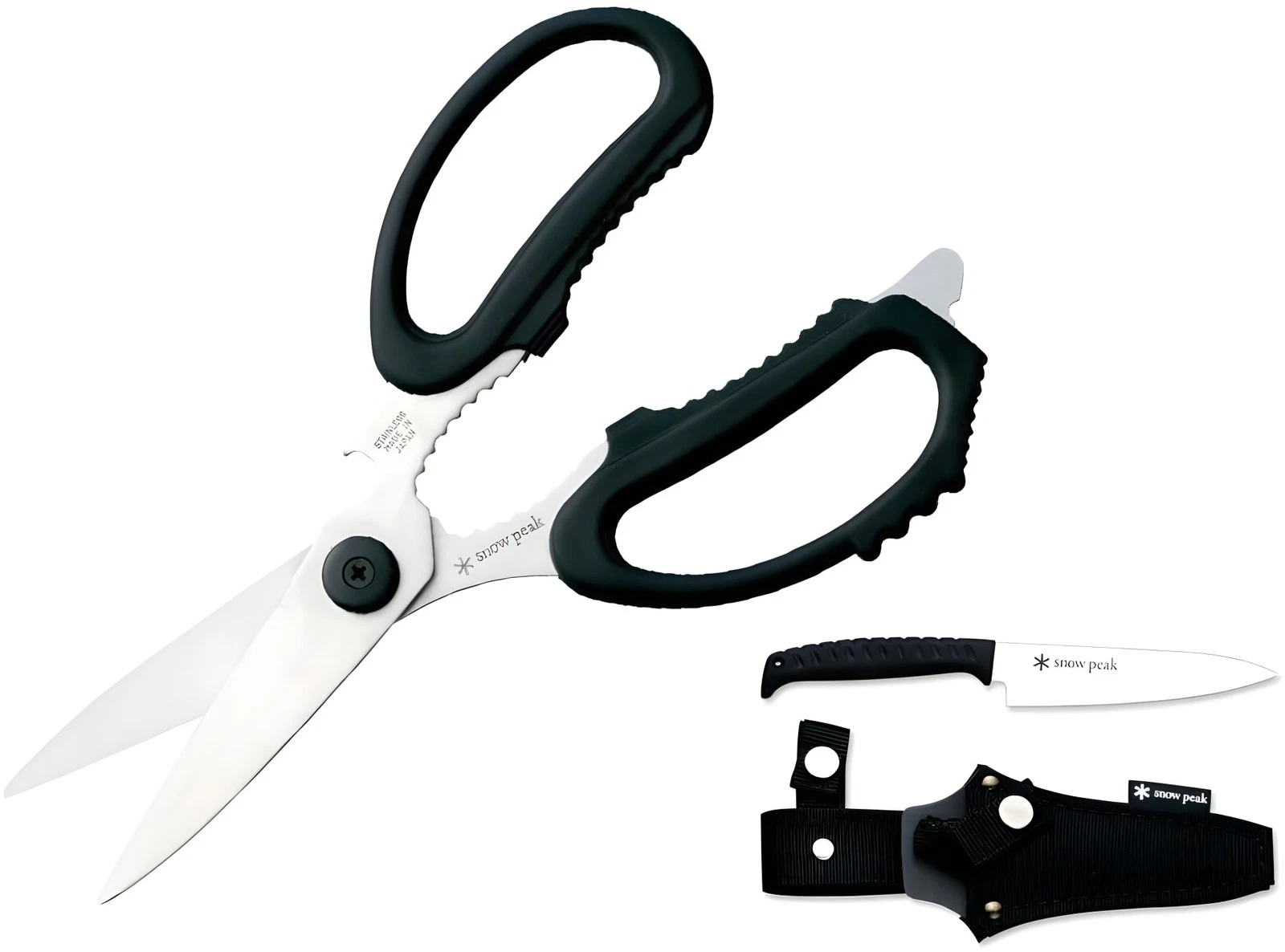 Snow Peak Kitchen Scissors Set - Garlic Press, Bottle Opener, Meat Tenderiz