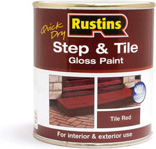 RUSTINS Quick Dry Step and Tile Paint, Red, 500 Ml – Hard-Wearing Floor Coating