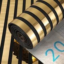 1-5x 3D Grid Wallpaper Silver Gold Mirror Stripes TV Background Wall Panel Roll