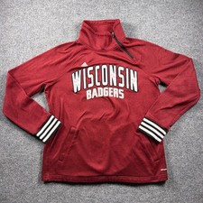 Adidas Wisconsin Badgers Pullover Women XL Burgundy Red Side Zip Climawarm