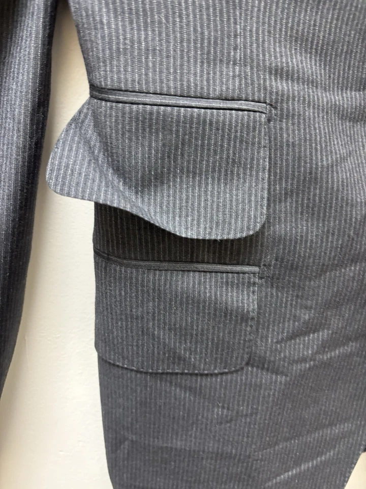 Vintage Gucci Wool Tom Ford Era   Blazer Men Size 46  Black W/ Grey Stripes - Image 2 of 4