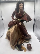 Scarlett O Hara Gone with the Wind-Franklin Mint Porcelain Doll 20 W/ Hat Bag
