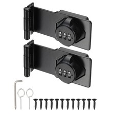 2 Pcs Keyless Cabinet Lock 90 Degree 5 Inch Password Hasp Latch Lock, Black