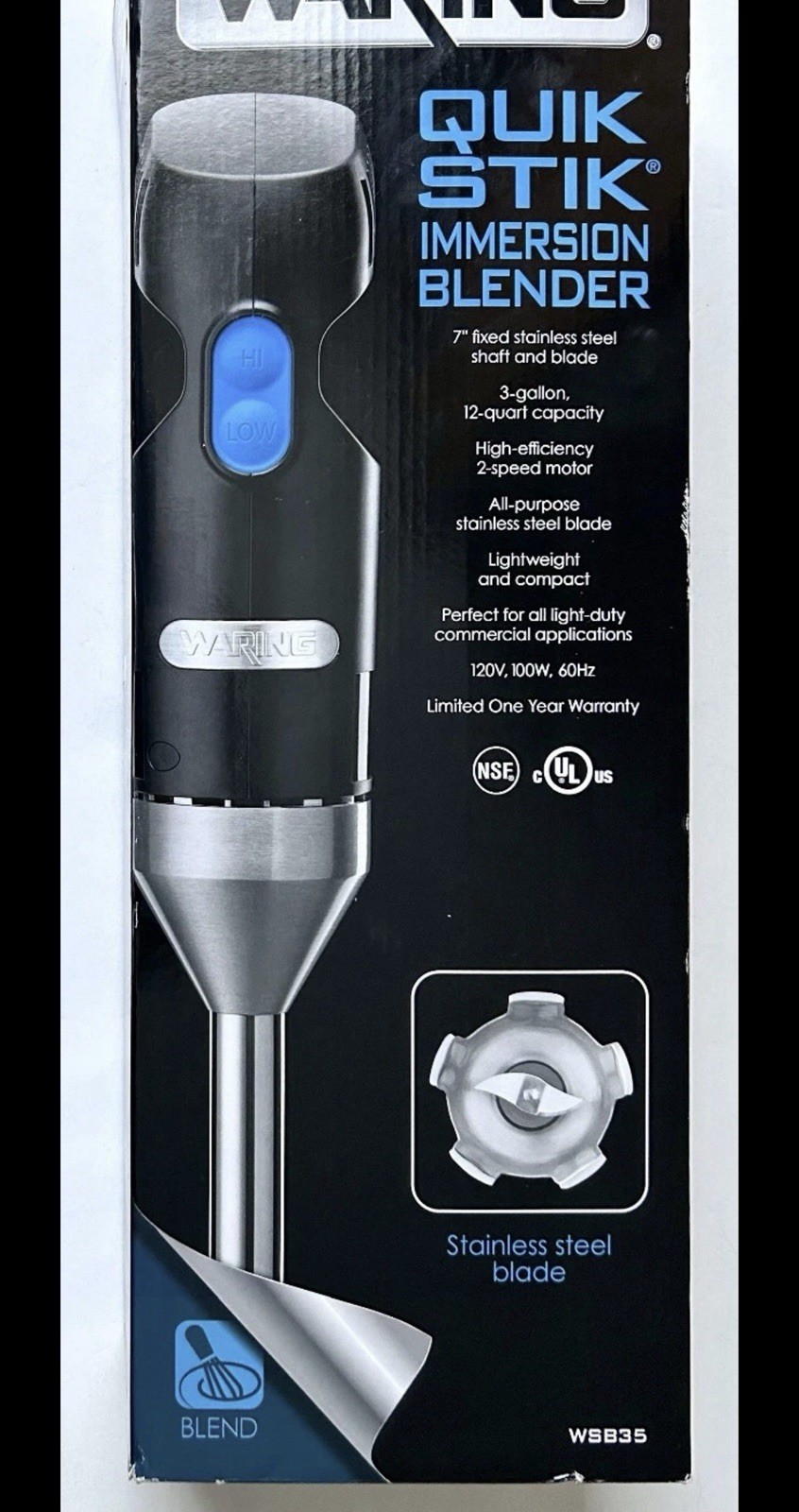 NEW Waring Commercial Pro Restaurant Quik Stik Immersion Han