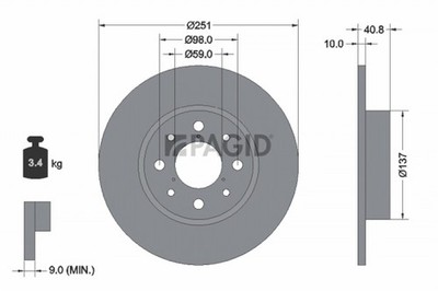2x Bremsscheibe PAGID 55023NC für ALFA MITO TwinAir 955 AXW1B 955AXY1B 955AXZ1B