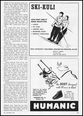 1955 Ski-Kuli Santa Fe New Mexico Low Cost Skilift For Lodges Vintage Print Ad