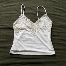 White Lace V Neck Tank Top Zara Size Small