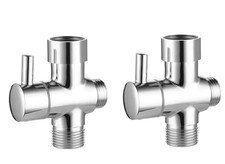 2-Pack Brushed Nickel Brass 3-Way T-Valve: Shut Off Adapter for Handheld Bidet