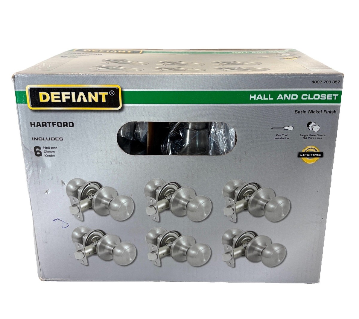 Defiant Hartford Hall and Closet Door Knob In Satin Nickel 6 Pack