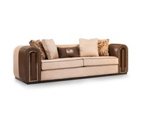 Stilvoller Beiger 3-Sitzer Designer Wohnzimmer Couch Luxus Sofas