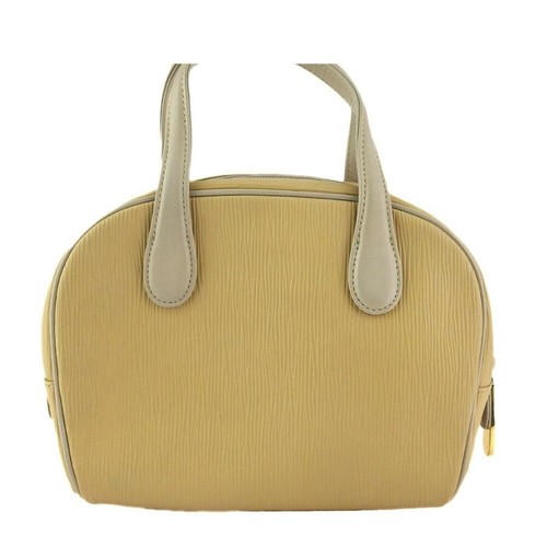 GIVENCHY Beige Gold Leather Handbag Women Zipper Double Handles Auth