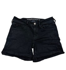 Women's American Eagle Outfitters Black Denim Shorts Size 6 28 In Waist Mid Rise