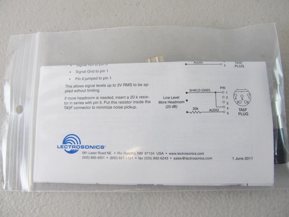 Lectrosonics TA5 Female Custom Connector Kit with 5pin Plug & Sleeve SMKITTA5 - Image 4 of 4