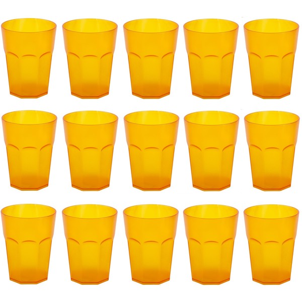 15X Kunststoffbecher Trinkbecher Plastikbecher Trink-GläSer Mehrweg 0,25L Orange-image