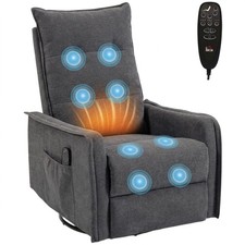 Image of HOMCOM Massage Recliner Armchair, Swivel Rocking Recliner Chair, Dark Grey