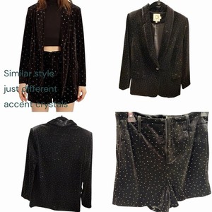 Lili Sidonio X Molly Bracken Black Jacket Blazer & Shorts Set embellished XS
