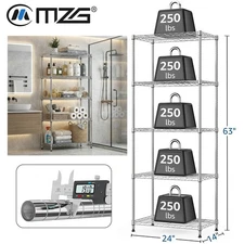 14'' 24'' 63'' 5-Tier Storage Shelf Carbon Steel Shelving Racks Wire Pantry