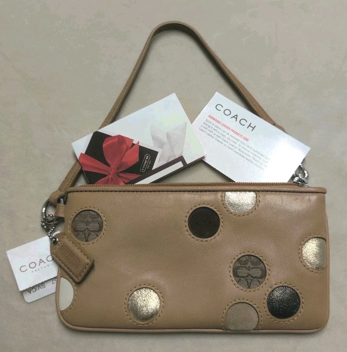 Coach Rare Limited Edition Leather Patchwork Polka Dot  WristletY2K Collectable
