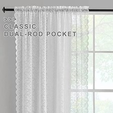 Lace Curtains 108 Inch Length - Vintage Rose 52"W x 108"L Pack of 2 White