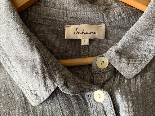 Sahara Blue Oversized 100% Linen Boxy Chore Style Jacket - Pockets Size XLarge - Picture 2 of 8