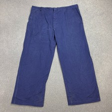 VINTAGE French Trousers Adult 38x25 Blue Work Wear Chore Canvas Utility Men