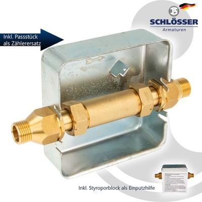 JS Wasserzähler-Unterputz-Einbaukasten 1/2 Außengewinde - Ø 15 mm Lötmuffe - Typ