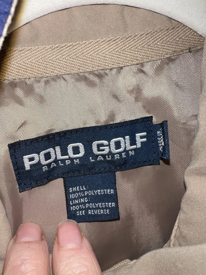 Chaqueta de Golf Pullover Cuello Rompevientos Tostado Ralph Lauren De Colección Polo Golf Talla L Foto 3 de 4