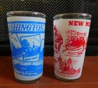 VNTG 4/3/4" -FROSTED SOUVENIR GLASS WASHINGTON DC, NEW MEXICO-FEDERAL GLASS