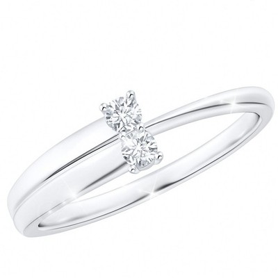 Doppel-Diamantring 0,10 ct DE/VVS Lab Grown Diamant Krappenfassung Weißgold