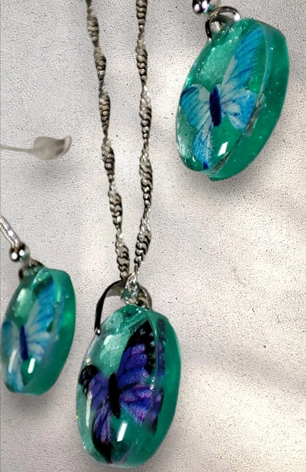 S925 Butterfly Whisper Jewelry Set–Handcraft Sterling Silver Pendant & Earrings - Image 4 of 4