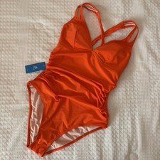 CUPSHE Orange Solid One-Piece Swimsuit M Padd...