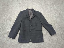 Michael Kors Blazer Boys 8R Black Gray Plaid Wool Blend Jacket Office Formal