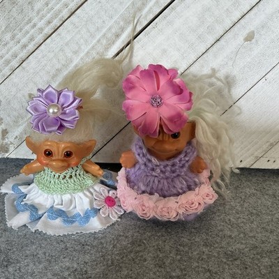 Miniature Doll Dress OOAK Handmade Fits 3  Doll 2 Dresses With Hair clip