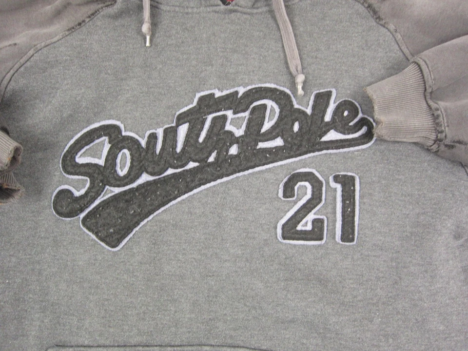 Sudadera con Capucha Southpole De Colección Para Hombre Gris Mediana Sudadera Años 90 Y2K Pullover Polar Foto 2 de 4