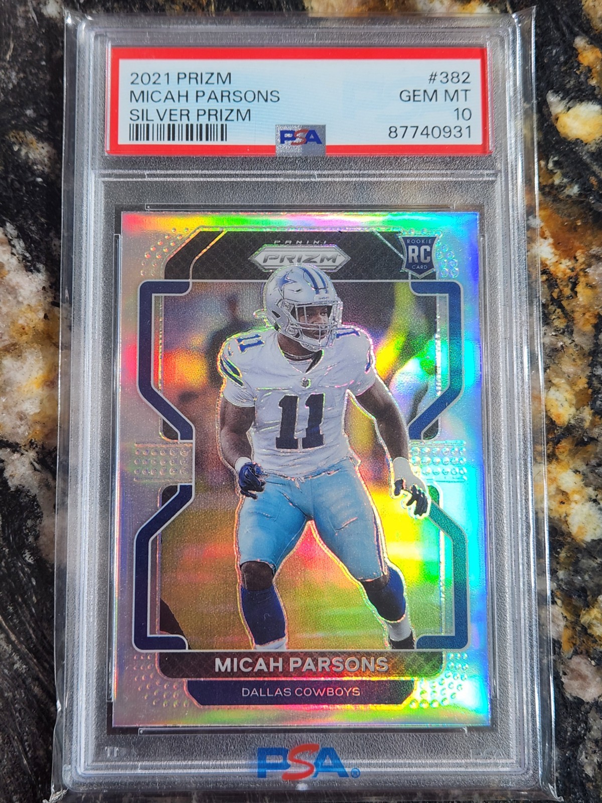 2021 Micah Parsons RC #382 Panini Silver Prizm PSA 10 Gem Mint!!