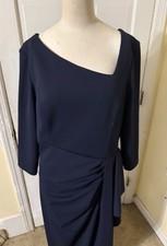 XSCAPE Asymmetric-Neck Women Size 16 Navy Blue Formal Gown Retails over $200