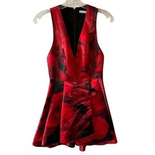 Alice & Olivia Tanner Dress Womens Size 2 Conservatory Rose Red Black Floral