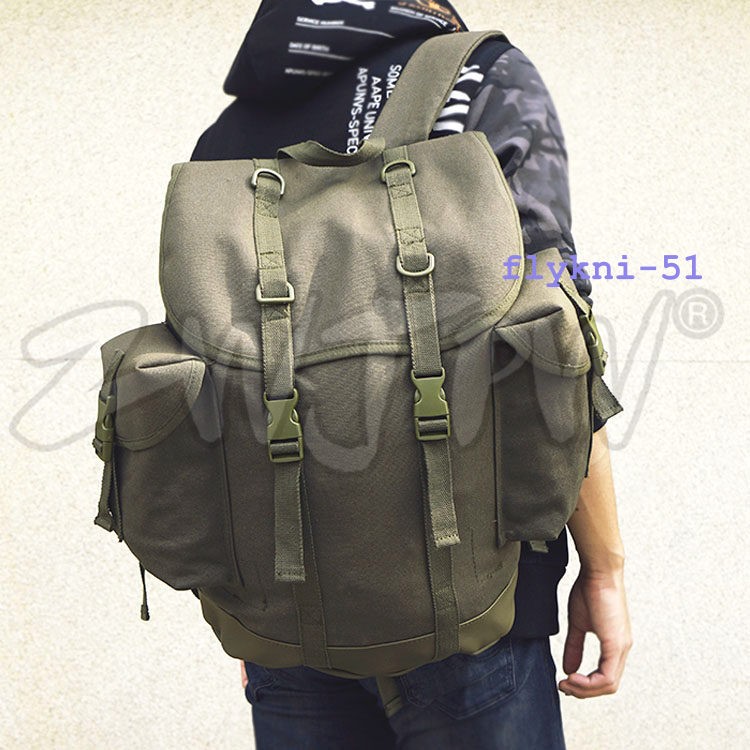 German Army Mountain Rucksack Retro Canvas Green Bag Backpack Outdoor Packsack