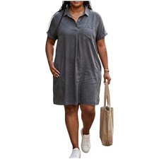 Gap Charcoal Grey 100% Lyocell Short Sleeve Utility Shirt Dress with Pockets XXL