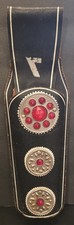 Vintage Child's Cap Gun Holster Black w/ Red Stones - Reverse "7" Logo
