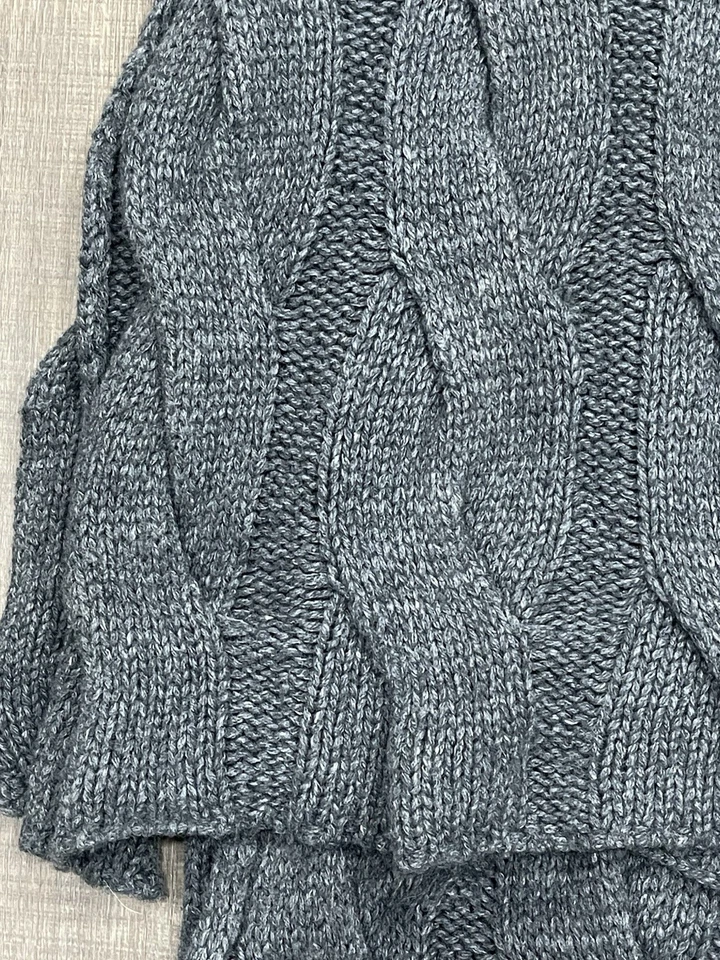 Polo Ralph Lauren Bufanda Corderos Mezcla de Lana Gris Tejido con Cable Unisex ~80” x ~15” Foto 3 de 4