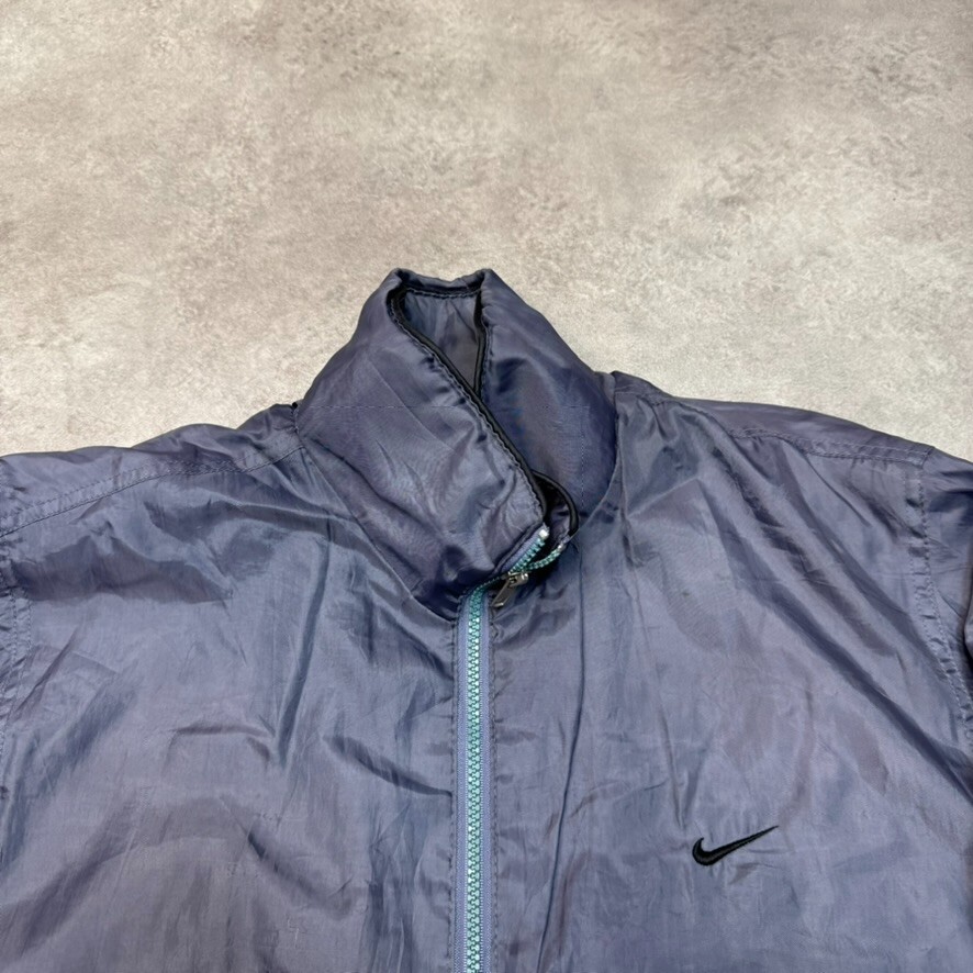 Nike Track Jacket Mens Medium 90s Swoosh Vintage Windbreaker Coat, Grey image 9
