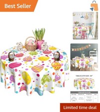 Spill-Resistant Easter Eggs Tablecloth 60'' - Ideal for Indoors Outdoors