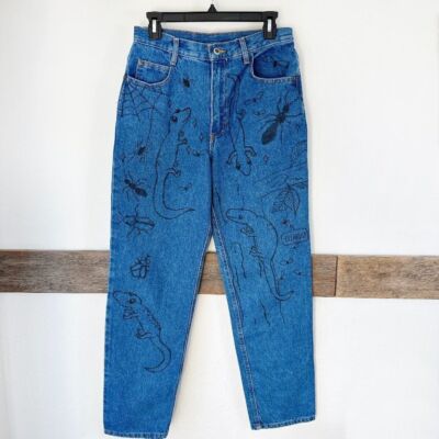 Vintage Pace Jeans Girls Husky 14 Lizards Flowers Artist