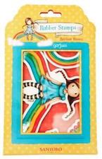Gorjuss Girls RAINBOW HEAVEN Cling Mount Rubber Stamp-Stamping Craft-Butterflies